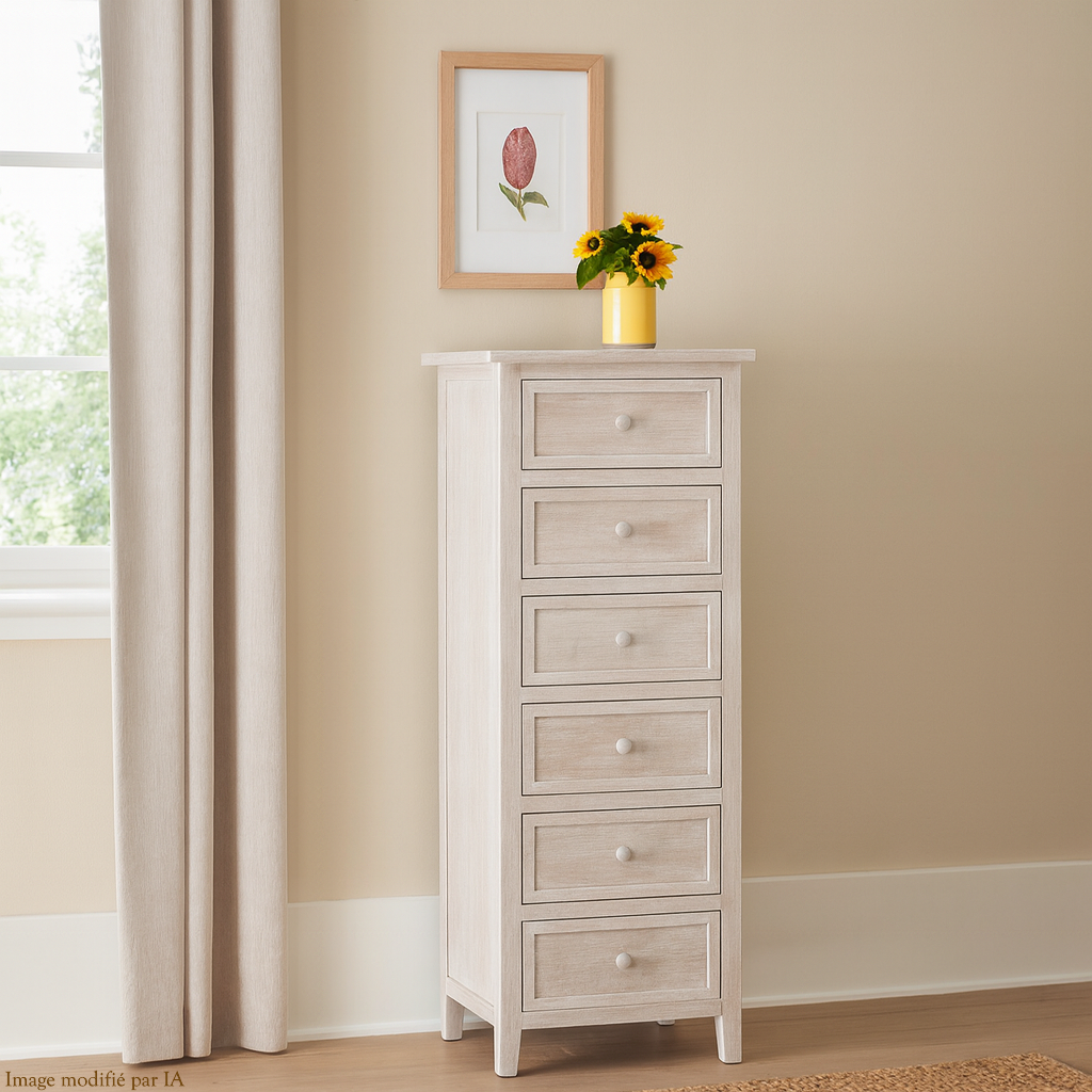 Chiffonnier 6 tiroirs Naturel "Charme" Atmosphera 102214
