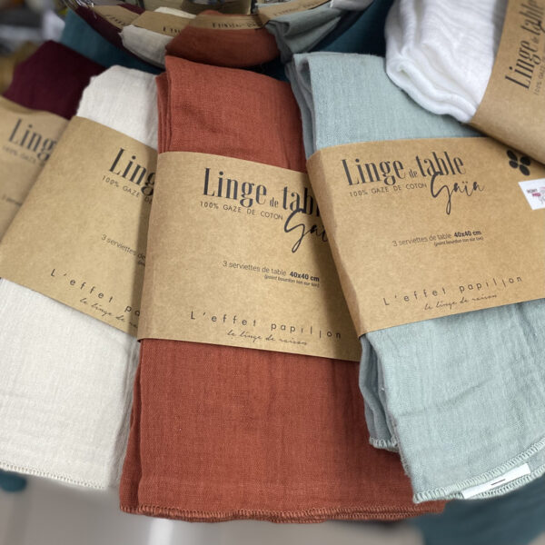 Serviettes de table Gaïa TERRACOTTA "L'Effet Papillon" lot de 3 pièces