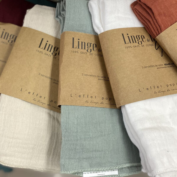 Serviettes de table Gaïa EUCALYPTUS "L'Effet Papillon" lot de 3 pièces