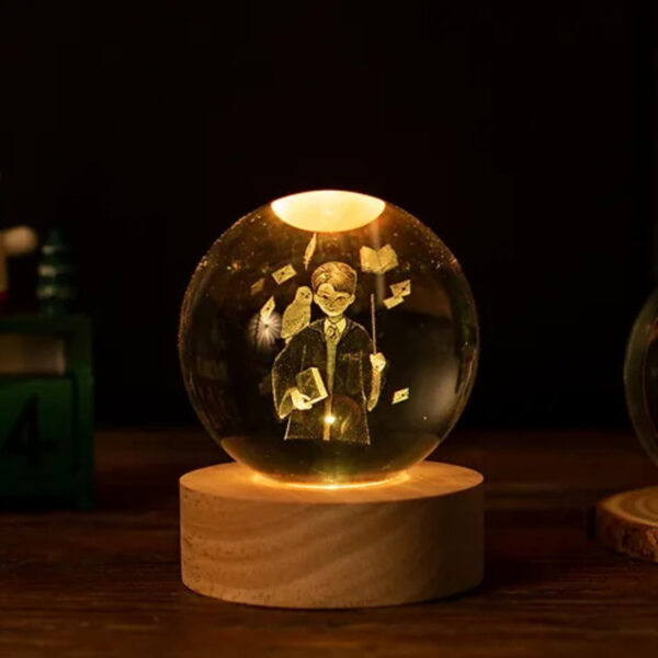 VEILLEUSE VERRE GRAVEE 3D "L'APPRENTI SORCIER..."