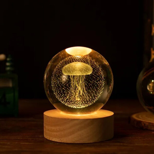 VEILLEUSE VERRE GRAVEE 3D "LA MEDUSE"
