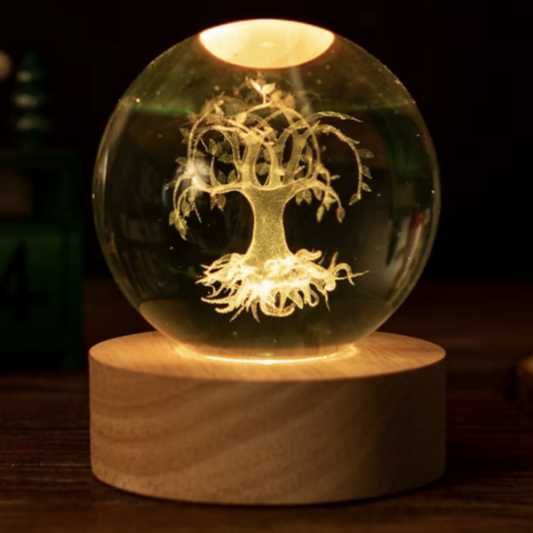 VEILLEUSE VERRE GRAVÉE 3D "L'ARBRE DE VIE"