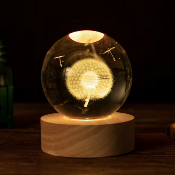 VEILLEUSE VERRE GRAVÉE 3D "PISENLIT"