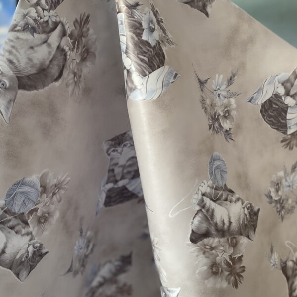 Toile cirée sur mesure en 140cm - LES CHATS GRIS