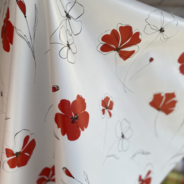 Toile cirée sur mesure en 140cm - PAVOT ROUGE