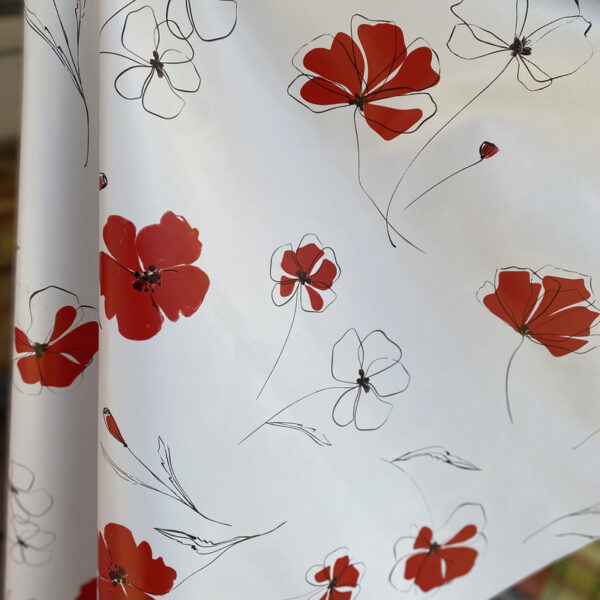 Toile cirée sur mesure en 140cm - PAVOT ROUGE – Image 4