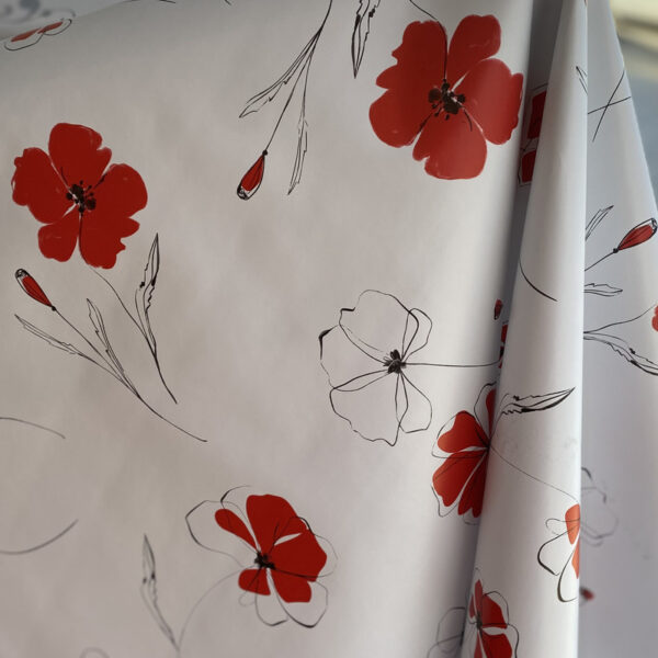 Toile cirée sur mesure en 140cm - PAVOT ROUGE – Image 3