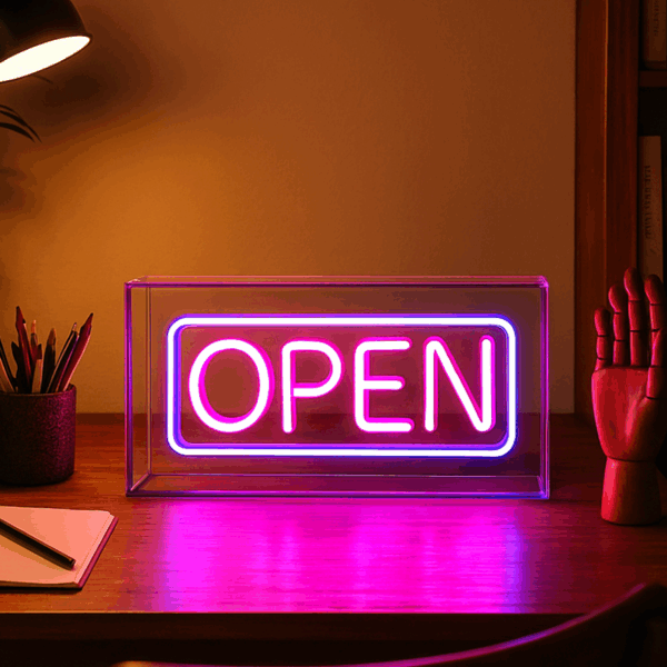 NEON IN A BOX "OPEN"