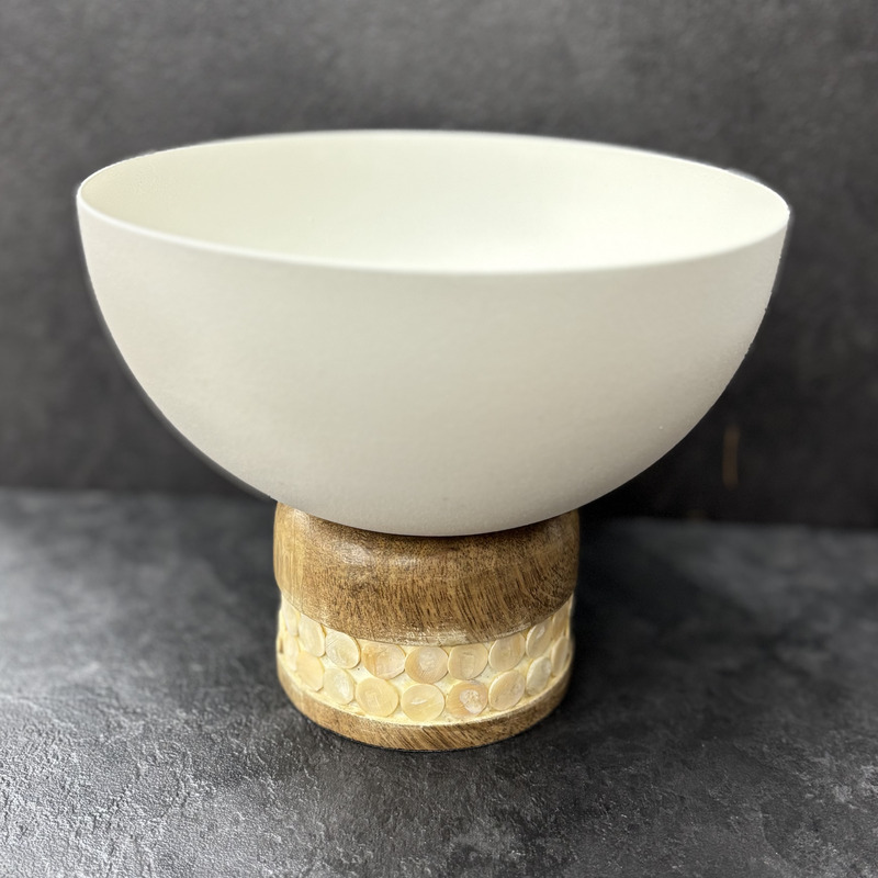 Coupe à fruit pied en bois diam 18cm – Image 2