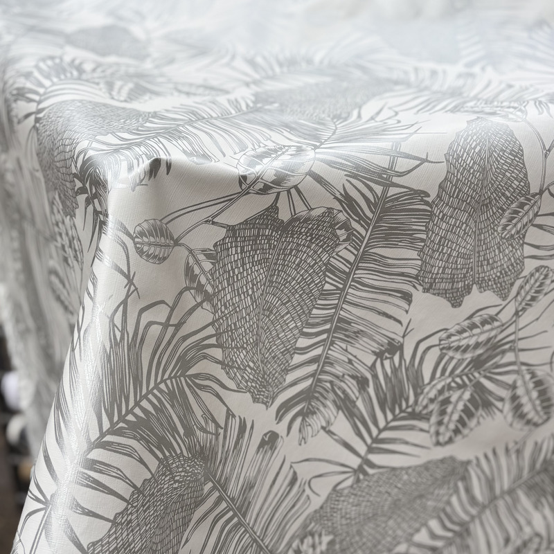 Toile cirée sur mesure en 140cm - FEUILLAGE ARGENT – Image 3