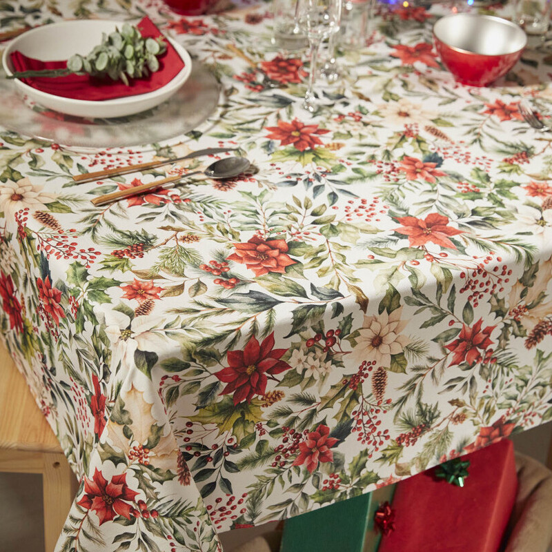 NAPPE COTON ENDUIT LUXE POINSETIA NATAL HOME TEXTILE – Image 2