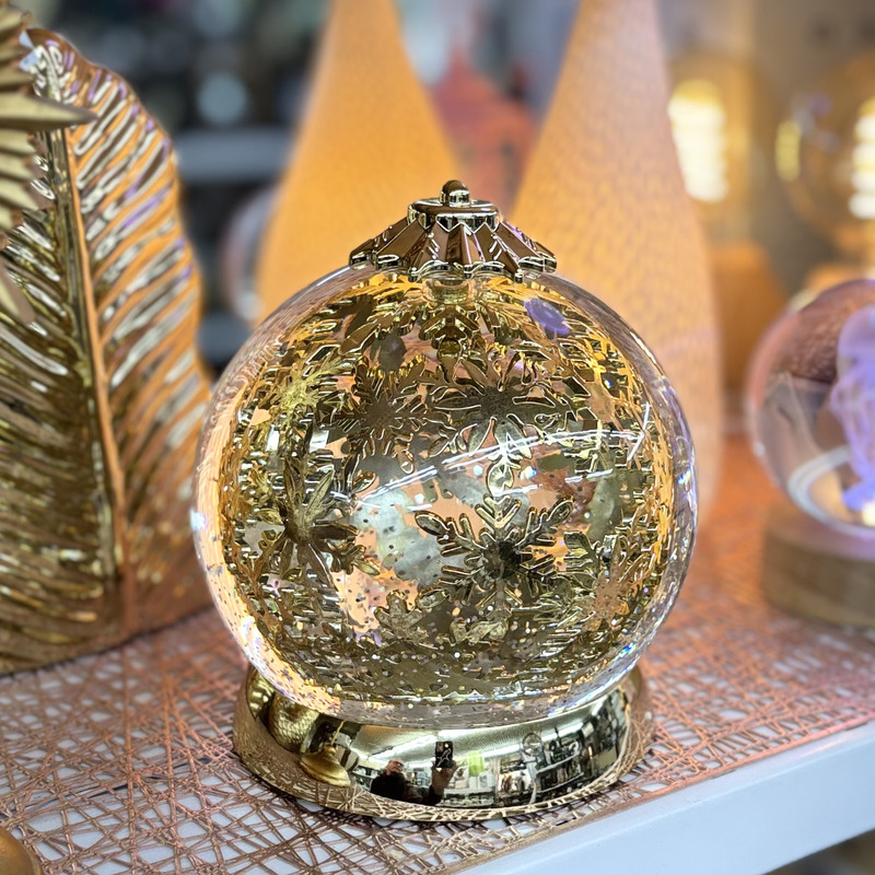 Ornement de Noël LED Pailleté – Flocon Doré – Image 2