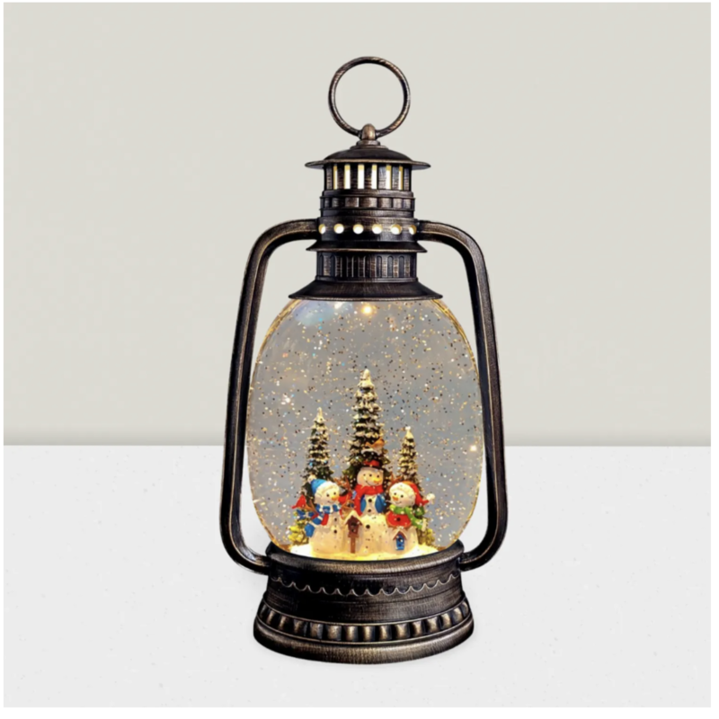 Lanterne de Noël LED Bronze – Famille Bonhommes de Neige, Musicale – Image 3