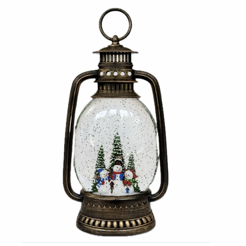 Lanterne de Noël LED Bronze – Famille Bonhommes de Neige, Musicale – Image 2